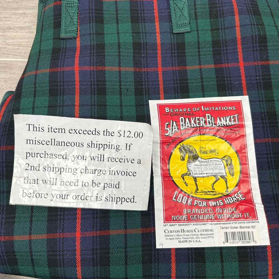 5/A Baker Original Stable Blanket, Tartan,  80"