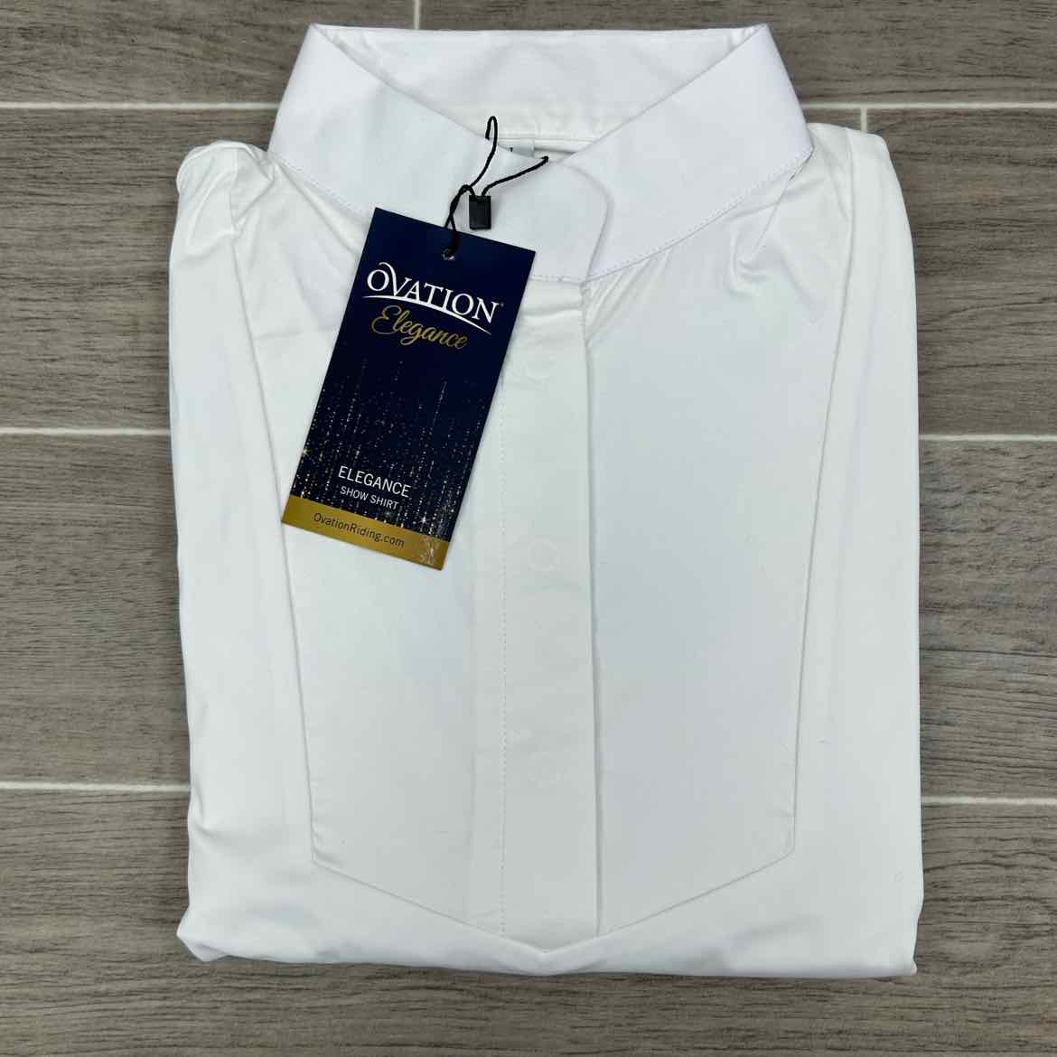 Ovation Elegance Long Sleeve Show Shirt, White, Size Large