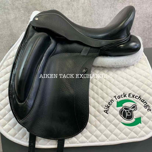 **SOLD** 2014 Custom Saddlery Wolfgang Omni Monoflap Dressage Saddle, 17" Seat, Adjustable Tree, Wool Flocked Panels