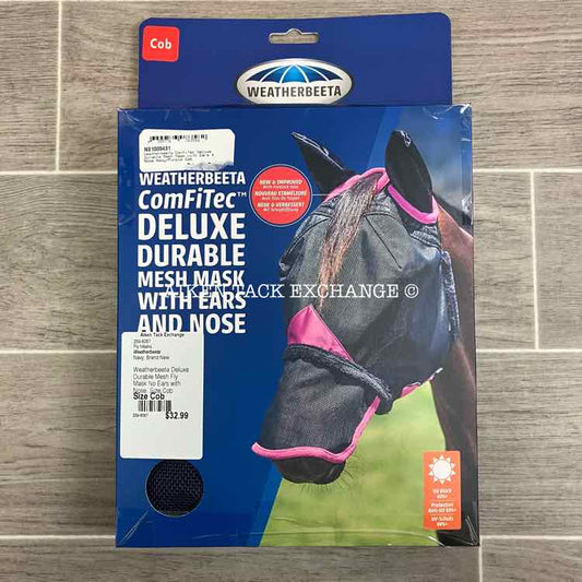 Weatherbeeta Deluxe Durable Mesh Fly Mask No Ears with Nose, Size Cob