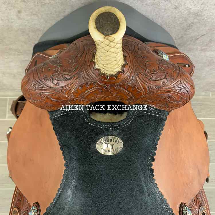 **SOLD** Double T Saddlery 6906 Youth Barrel Western Saddle with Crystal Rhinestones, 13" Seat, Regular Tree - Semi QH Bars