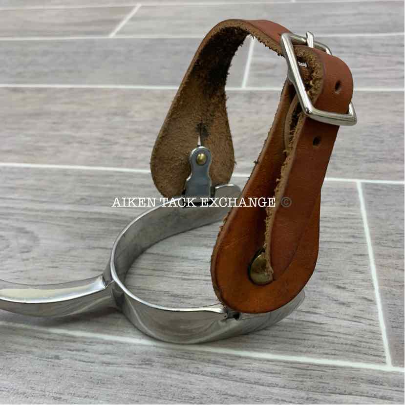 Partrade Long Shank Humane Medium Spurs with Leather Straps