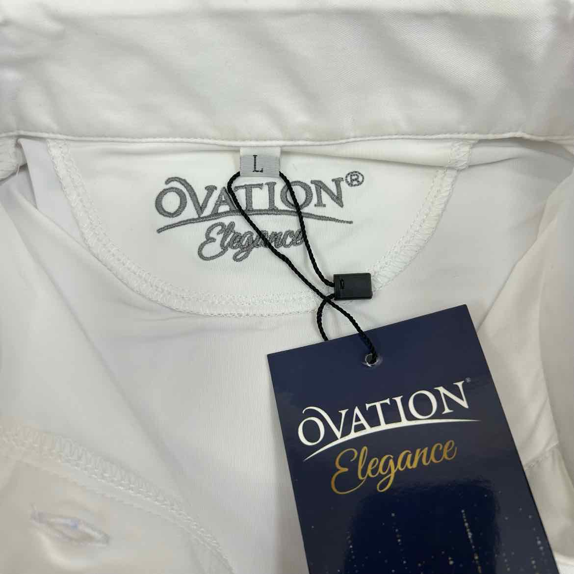 Ovation Elegance Long Sleeve Show Shirt, White, Size Large