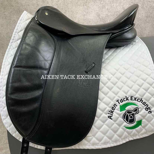 2000 Schleese Jane Savoie Dressage Saddle, 18" Seat, Long Flap, Medium Wide Tree, Wool Flocked Pony Panels