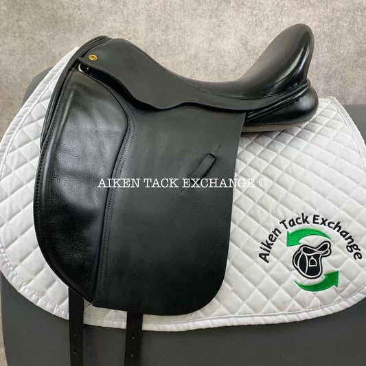 2013 Black Country Eloquence Dressage Saddle, 17.5" Seat, Wide Tree, Wool Flocked Serge Panels