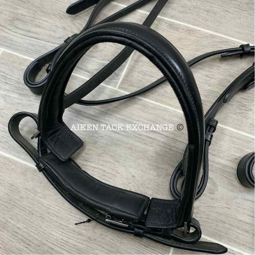 KL Select Red Barn Centerline Crank Dressage Bridle with Reins, Size Cob