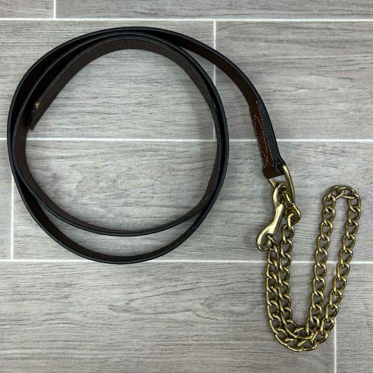 Leather Lead with Brass Plated Chain