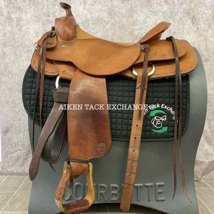 **SOLD** Craig Johnson Bob Moline Oxbow Saddlery Reining Western Saddle, 16.5" Seat, PerformFlex Wide Tree - Full QH Bars